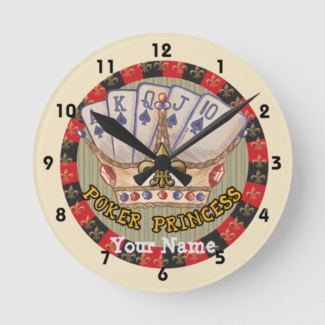 Der Poker Princess Clock Runde Wanduhr (Vorderseite)