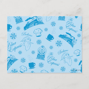 Der Polar Express   Blaues Feiertags-Icon-Muster Feiertagspostkarte
