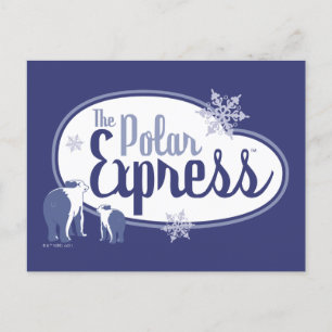 Der Polar Express   Eisbären Retro-Grafik Feiertagspostkarte