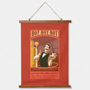 Der Polar Express   Heiße Schokolade Vintage-Kunst Wandteppich Mit Holzrahmen