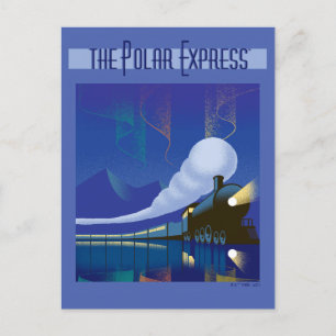 Der Polar Express Nordlichter Vintage-Reise Feiertagspostkarte