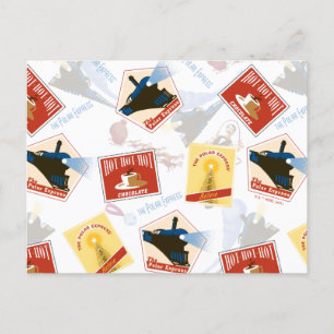 Der Polar Express   Retro-Sticker-Muster Feiertagspostkarte