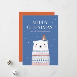 Der Polarbär wünscht Grußkarte. Indigo Feiertagskarte
