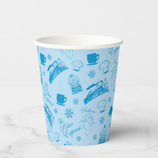 Der Polarexpress | Blaues Holiday Icon Muster Pappbecher