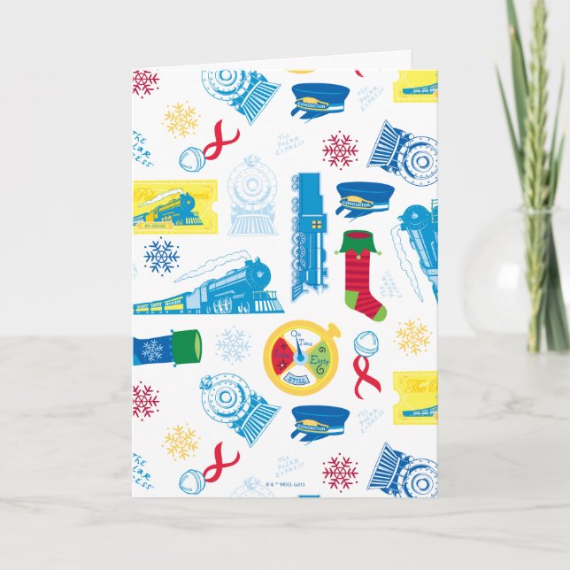 Der Polarexpress | Christmas Icon Muster Feiertagskarte (Vorderseite)