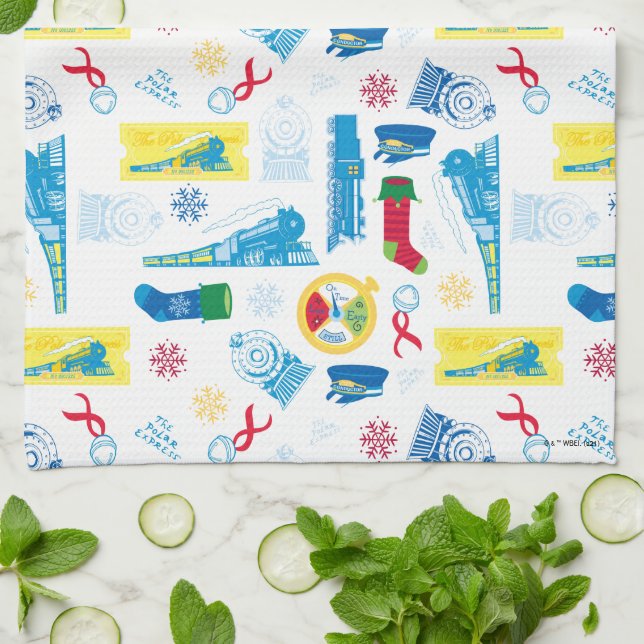 Der Polarexpress | Christmas Icon Muster Geschirrtuch (Gefaltet)