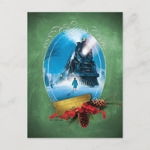 Der Polarexpress   Holiday Gerahmt Train Anreise Feiertagspostkarte