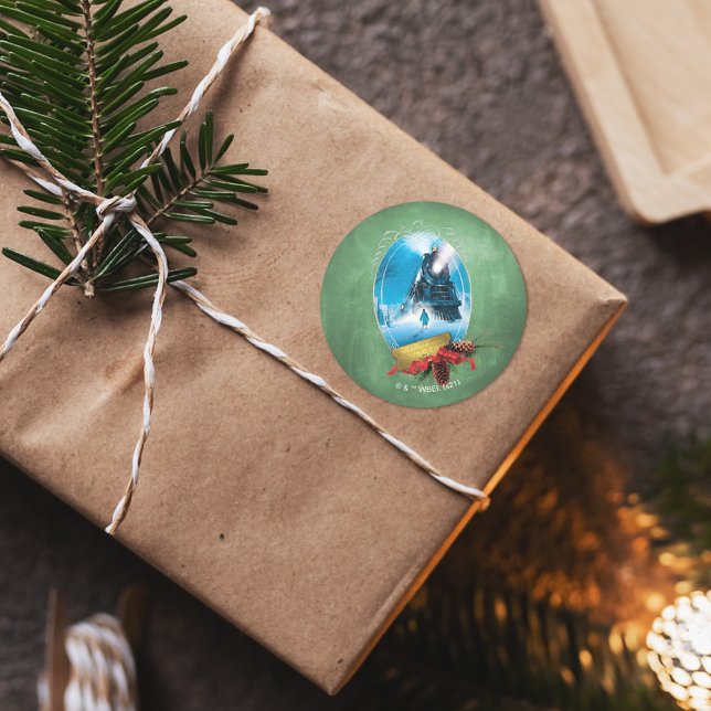 Der Polarexpress | Holiday Gerahmt Train Anreise Runder Aufkleber (Von Creator hochgeladen)