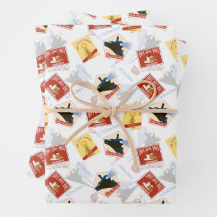 Der Polarexpress   Muster für Retro-Aufkleber Geschenkpapier Set
