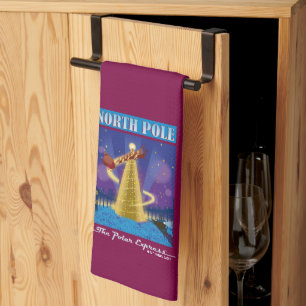 Der Polarexpress   North Pole Vintage Travel Art Geschirrtuch