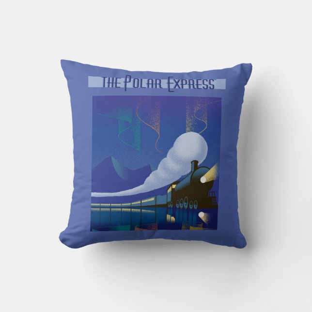 Der Polarexpress | Northern Lights Vintage Travel Kissen (Vorderseite)