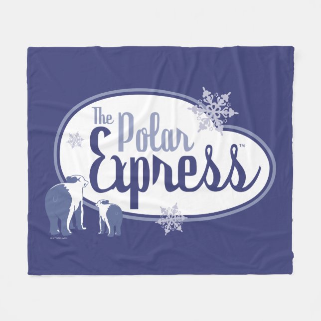 Der Polarexpress | Retro Graphic Polar Bears Fleecedecke (Vorderseite (Horizontal))