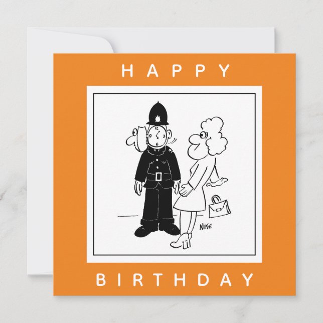 Der Polizist hat den Cartoon der Uhr. Karte (Vorderseite)