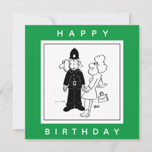 Der Polizist hat den Cartoon der Uhr. Karte