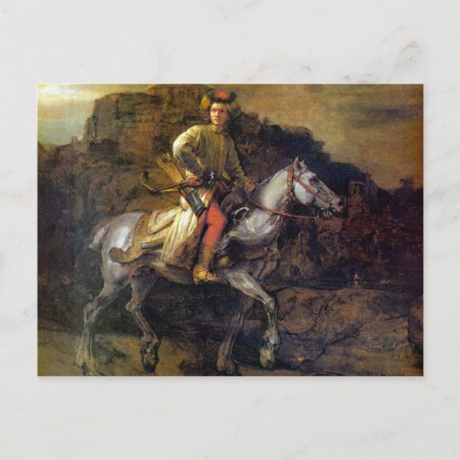 Der polnische Rider von Rembrandt Harmenszoon van  Postkarte (Vorderseite)