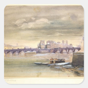 Der Pont-Neuf und die Ile de la Cite, 1881 Quadratischer Aufkleber