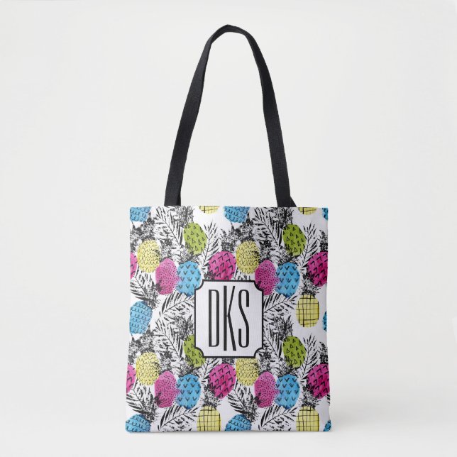 Der Pop-Kunst-Ananas-und Palmblatt-| Monogramm (Vorderseite)