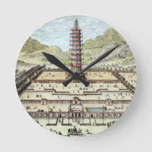 Der Porzellan-Turm von Nanking, überziehen 12 von Runde Wanduhr