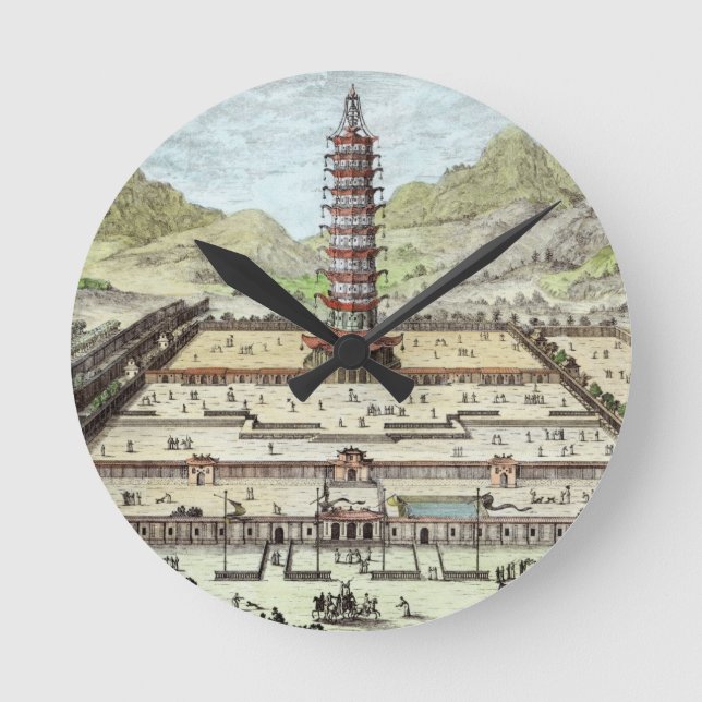 Der Porzellanturm von Nanking, Teller 12 von 'Ent Runde Wanduhr (Vorderseite)