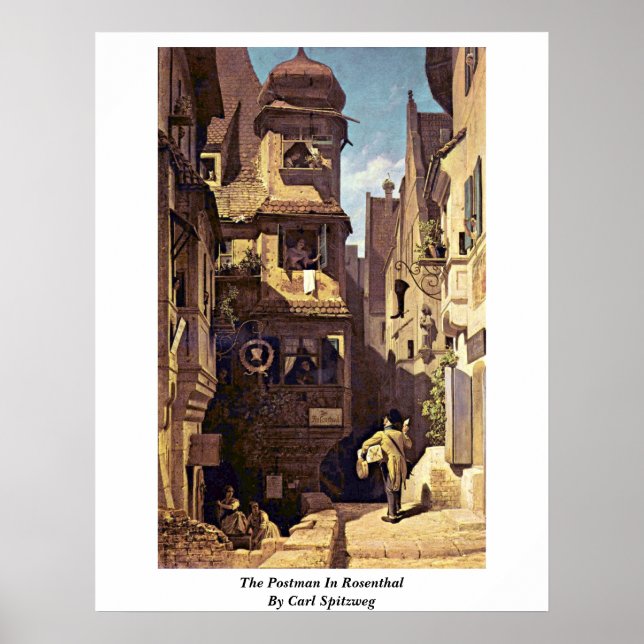 Der Postmann in Rosenthal am Carl Spitzweg Poster (Vorne)