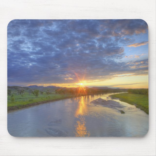 Der Powder River fängt letztes Licht in Custer Mousepad (Vorne)
