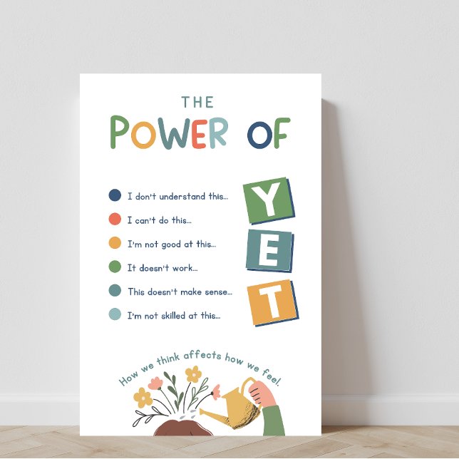 Der Power des YET-Klassenzimmer-Posters Poster (the power of yet, social emotional learning, classroom posters, educational resources, mindset)