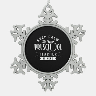 Der Preschool-Lehrer ist hier Schneeflocken Zinn-Ornament