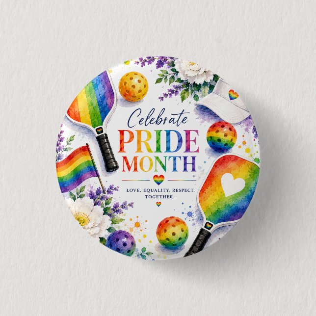 Der Pride Pickleball Regenbogen thematisiert Button (Vorderseite)