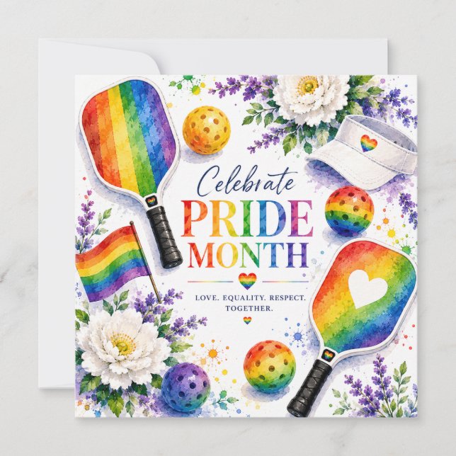 Der Pride Pickleball Regenbogen thematisiert Save The Date (Vorderseite)