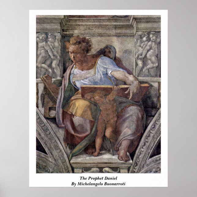 Der Prophet Daniel von Michelangelo Buonarroti Poster (Vorne)