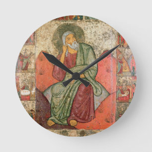 Der Prophet Elija, Pskov-Schule (Platte) Runde Wanduhr