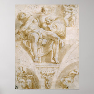 Der Prophet Jonas und zwei zerstörte Lunettes Poster