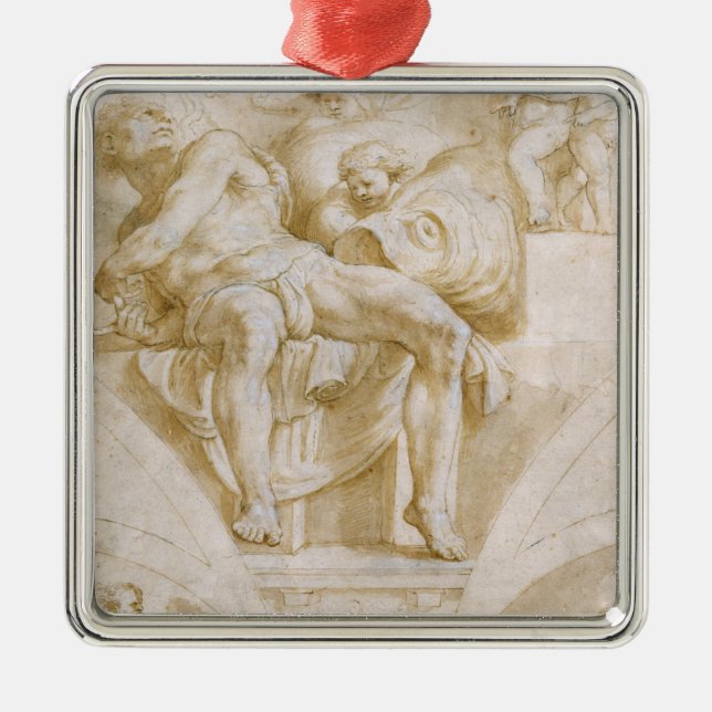 Der Prophet Jonas und zwei zerstörte Lunettes Silbernes Ornament (Vorne)