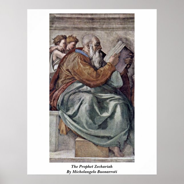 Der Prophet Zechariah von Michelangelo Buonarroti Poster (Vorne)