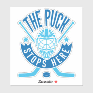Der Puck hält hier Hockey Goalie auf Aufkleber