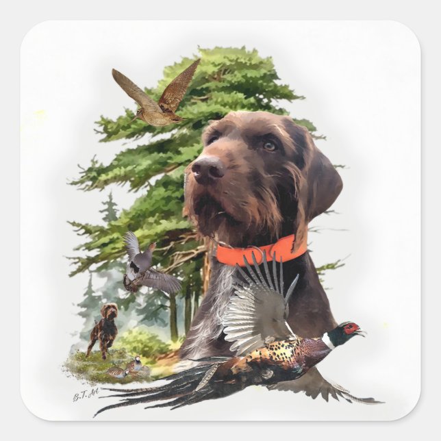 Der Pudelpointer Quadratischer Aufkleber (Vorderseite)