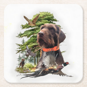 Der Pudelpointer Rechteckiger Pappuntersetzer