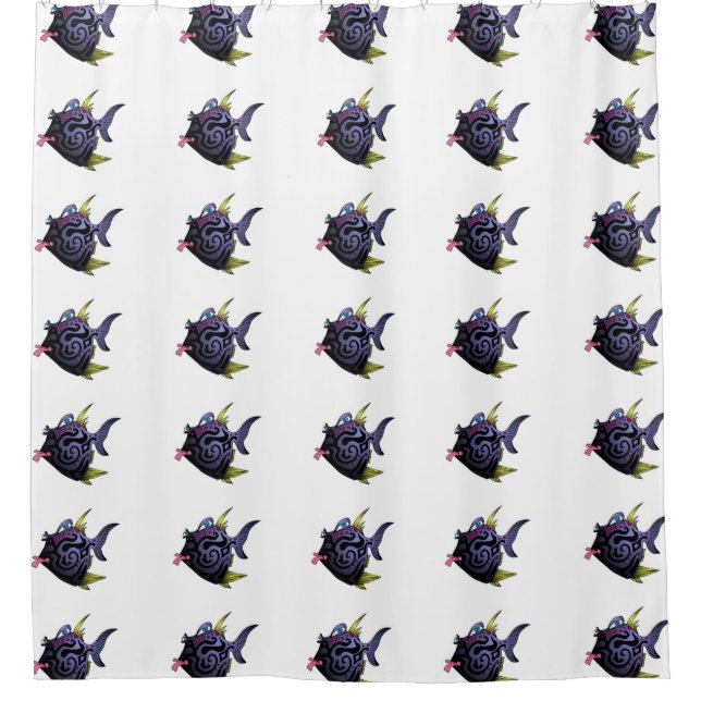 "Der Puffer-" Fische mit Haltung Duschvorhang (Vorderseite)