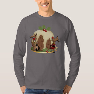 Der Pullover-Weihnachtenpudding und Reindeeer der T-Shirt