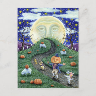 DER PUMPKIN-MANN TREFFT DEN MANN IM MUND, HALLOWEE POSTKARTE