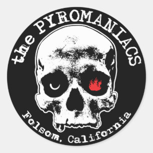 Der pyromaniacs-Schädel-Aufkleber Runder Aufkleber