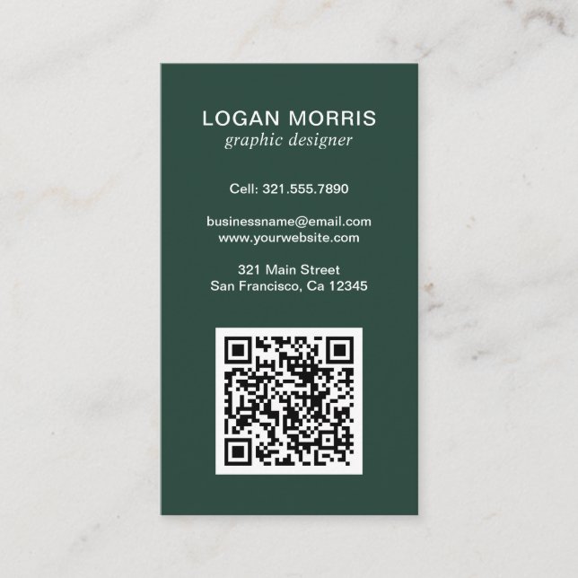 Der QR-Code für einfache Wälder ist modern Visitenkarte (Vorderseite)