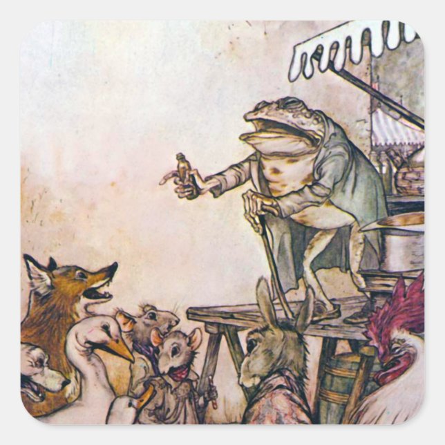 Der Quackfrosch Quadratischer Aufkleber (Vorderseite)