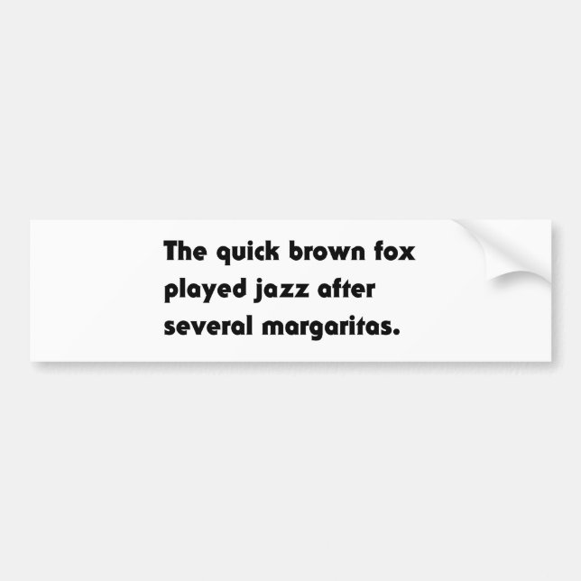 Der Quick Brown Fox spielte Jazz... T - Shirt PayP Autoaufkleber (Vorne)