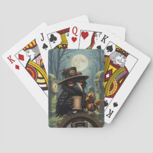 Der Rabe, angetrieben von Kaffee Spielkarten