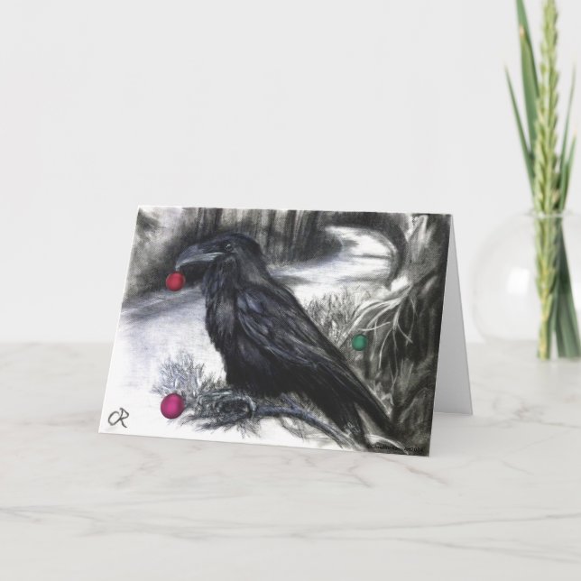 Der Rabe für die Saison Feiertagskarte (Vorderseite)