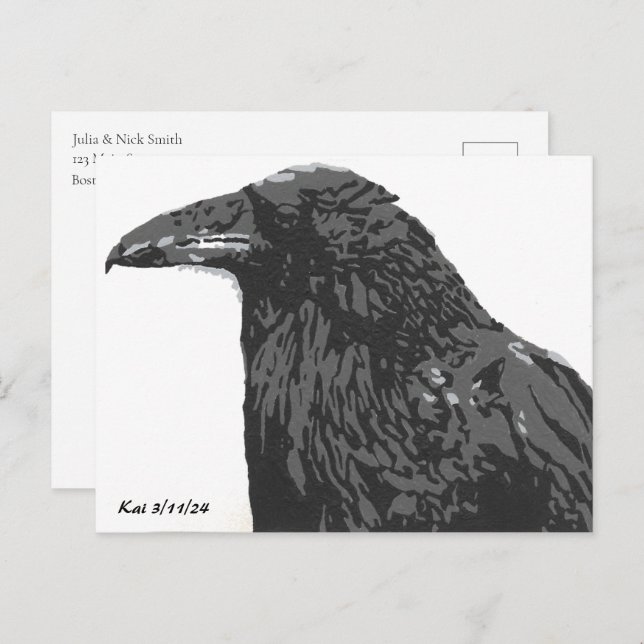 Der Rabe Postkarte (Vorne/Hinten)