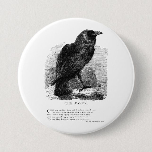 Der Rabe von Edgar Allan Poe Button (Vorderseite)