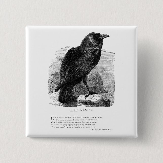 Der Rabe von Edgar Allan Poe Button (Vorderseite)