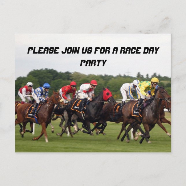 DER RACE IST AUF DER POSTCARD-PARTY EINLADUNG (Vorderseite)